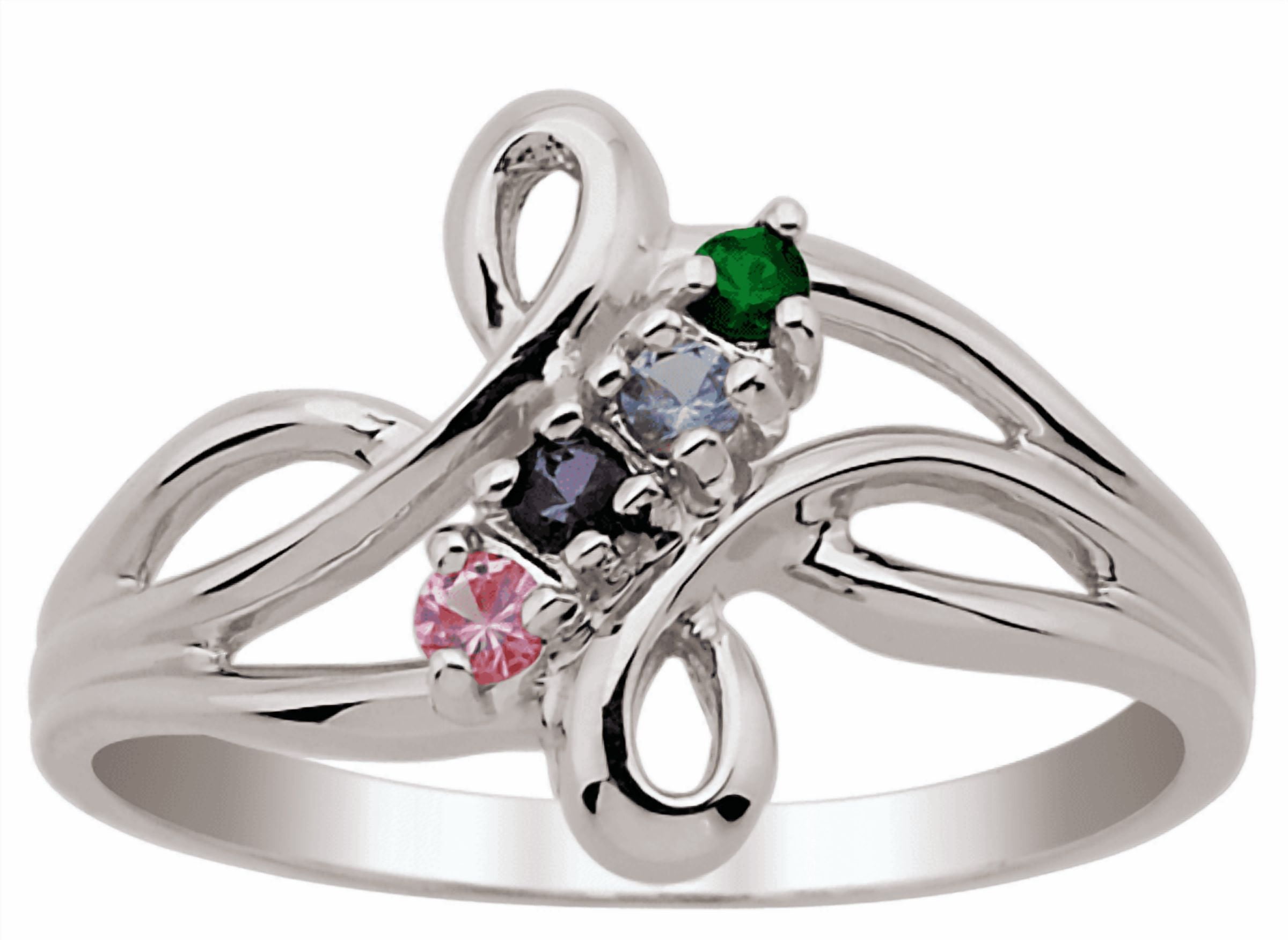 Personalized looping swirl birthstone ring by Jewelster