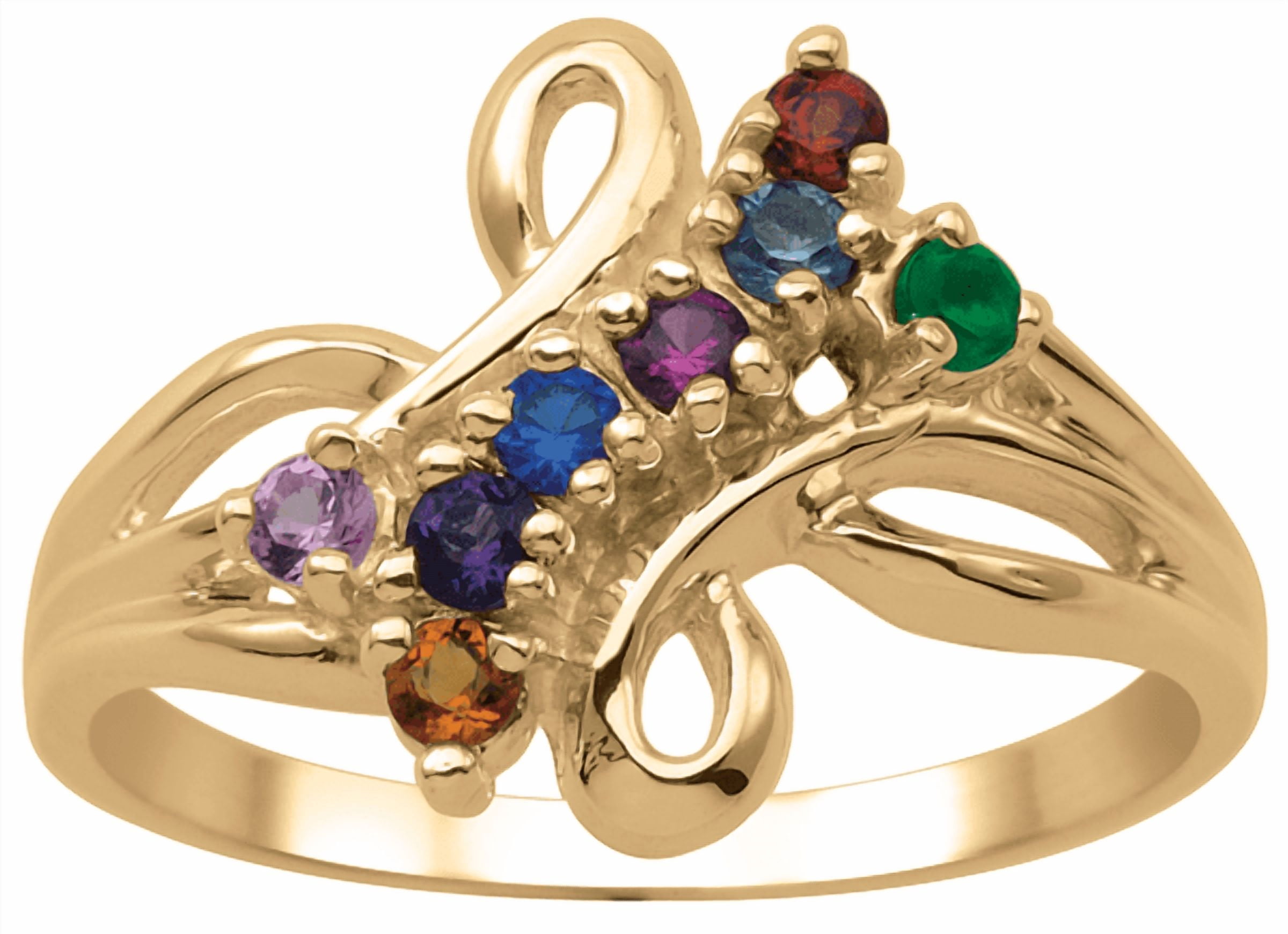 Personalized Infinity Multi-Gemstone Birthstone Ring In Gold Plated Sterling Silver by Jewlster