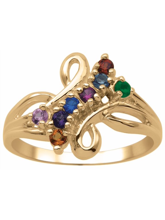 Personalized Infinity Multi-Gemstone Birthstone Ring In Gold Plated Sterling Silver by Jewlster