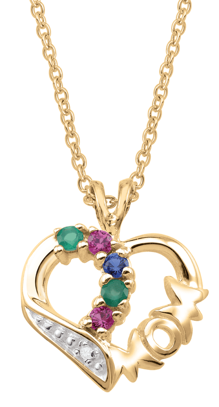 Personalized Mom Birthstone Necklace in 14k Gold by Jewlster