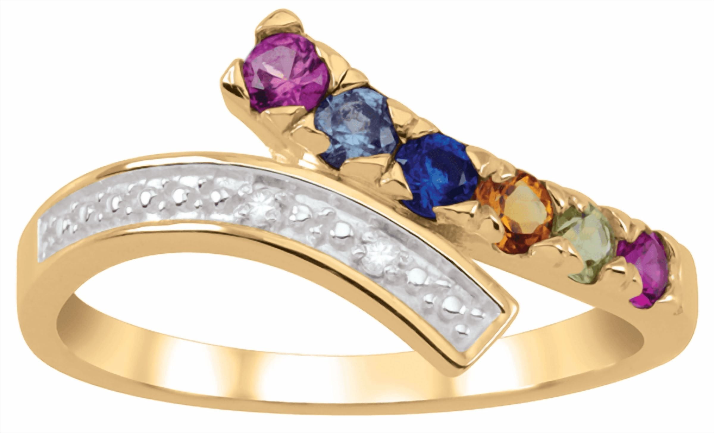 Personalized Mother's Ring with Diamond Accents and Birthstones by Jewlster