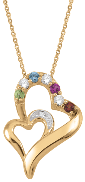 Personalized Double Heart Necklace by Jewlster in 10k Gold - Yellow, White, or Rose