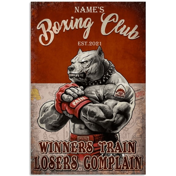 Personalized pitbull boxing club winners train losers complain poster 16 x 24 Inch Poster