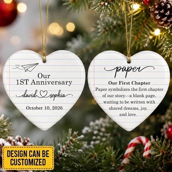Personalized qoute Ornament, Custom Names and Date Ornament, Newlywed Keepsake, Wedding Gift and Holiday Tree Decoration
