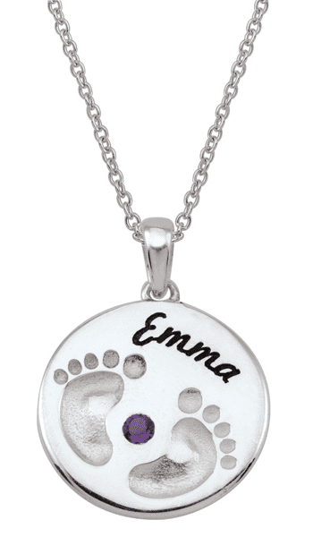 Personalized round Baby feet pendant in 10k Gold by Jewlster