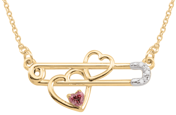 Personalized safety pin style pendant in 10k Gold by Jewlster