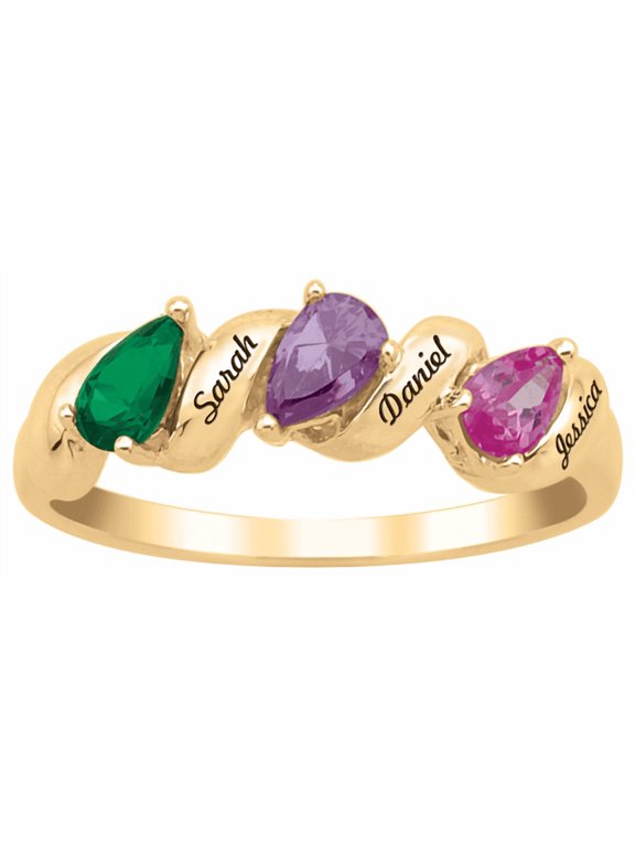 Personalized triple pear stone with optional engraving by Jewelster