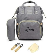 PersonalizedDiaper Bag Knapsack Backpack Monogram Baby Bag Grey