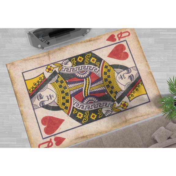 Personalizeds Rugs, Rug Non Slip Rugs, Accent Rugs, Playing Card Rug, Game Room Rug, Playing Card Rugs, Modern Rug, Housewarming Gift Rugs, 2.6'x6.5' - 80x200 cm