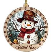 Personalizied Snowman Merry Christmas Tree Decor, Snowman Merry Sun Catcher, Snowman Merry Ornament, Snowman Merry Xmas Decorations, Stained Glass Ornament. DaZoPz Snowman Merry 14