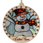 Personalizied Snowman Merry Christmas Tree Decor, Snowman Merry Sun Catcher, Snowman Merry Ornament, Snowman Merry Xmas Decorations, Stained Glass Ornament. n5quoZ Snowman Merry 12