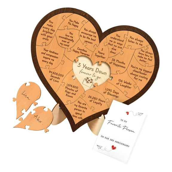 Personalizing Love Heart Puzzle Boards Anniversary Keepsakes Gift for Couple Celebrating 1 Year/3 Year Anniversary