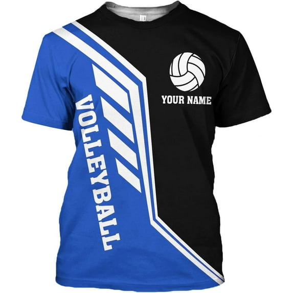Personalzied Volleyball 3D Shirt, Volleyball Shirts for Women, Volleyball Men Shirts, Custom Volleyball Tshirts (Blue, S)