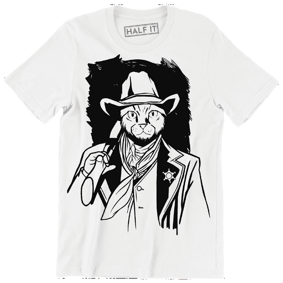 Personified Cat Cowboy Funny Animal Cat Lover Men's T-Shirt