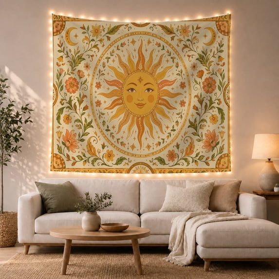 Personified Sun As With Primary, Mystical Fantasy for Space Lovers, Galaxy Room Decor Room Accent, Mother's Day Gift, Tapestry Wall Hanging for Bedroom and Dorm