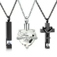 thumbnail image 1 of Personlized 3 Pcs Urn Necklace for Ashes Bulk Cremation Birthstone Cross Heart Cubic Jewelry Stainless Steel Memorial Locket for Men Women, 1 of 8
