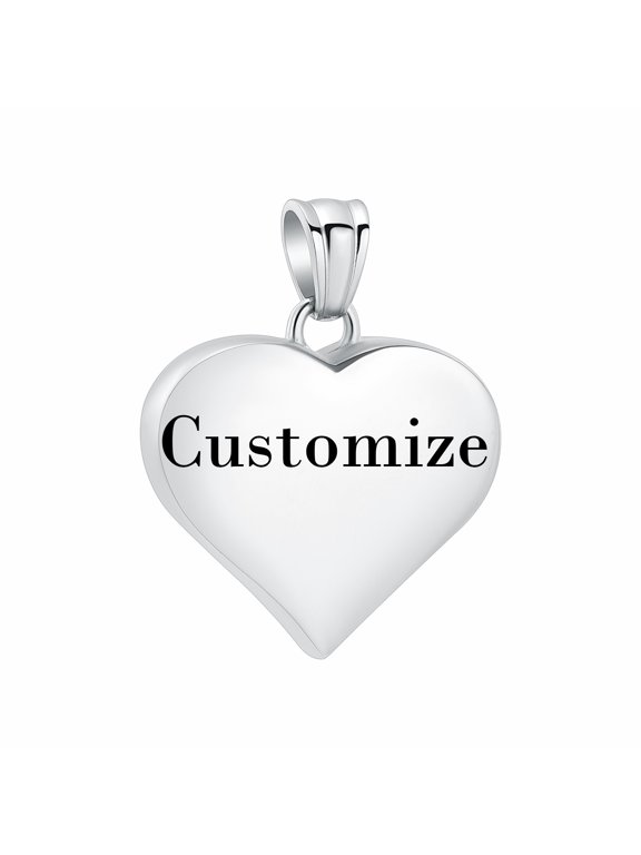 Personlized Always on My Mind Forever in My Heart - Crystal Angel Wing Heart Stainless Steel Urn Pendant for Cremation Ashes of Loved One