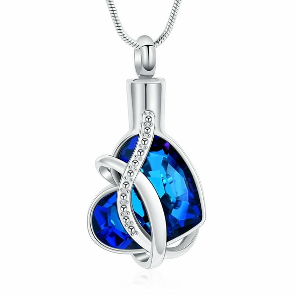 Personlized Crystal Heart Cremation Urn Pendant Necklace for Cremation Ashes Urn Necklace Lockets for Ashes of Loved One