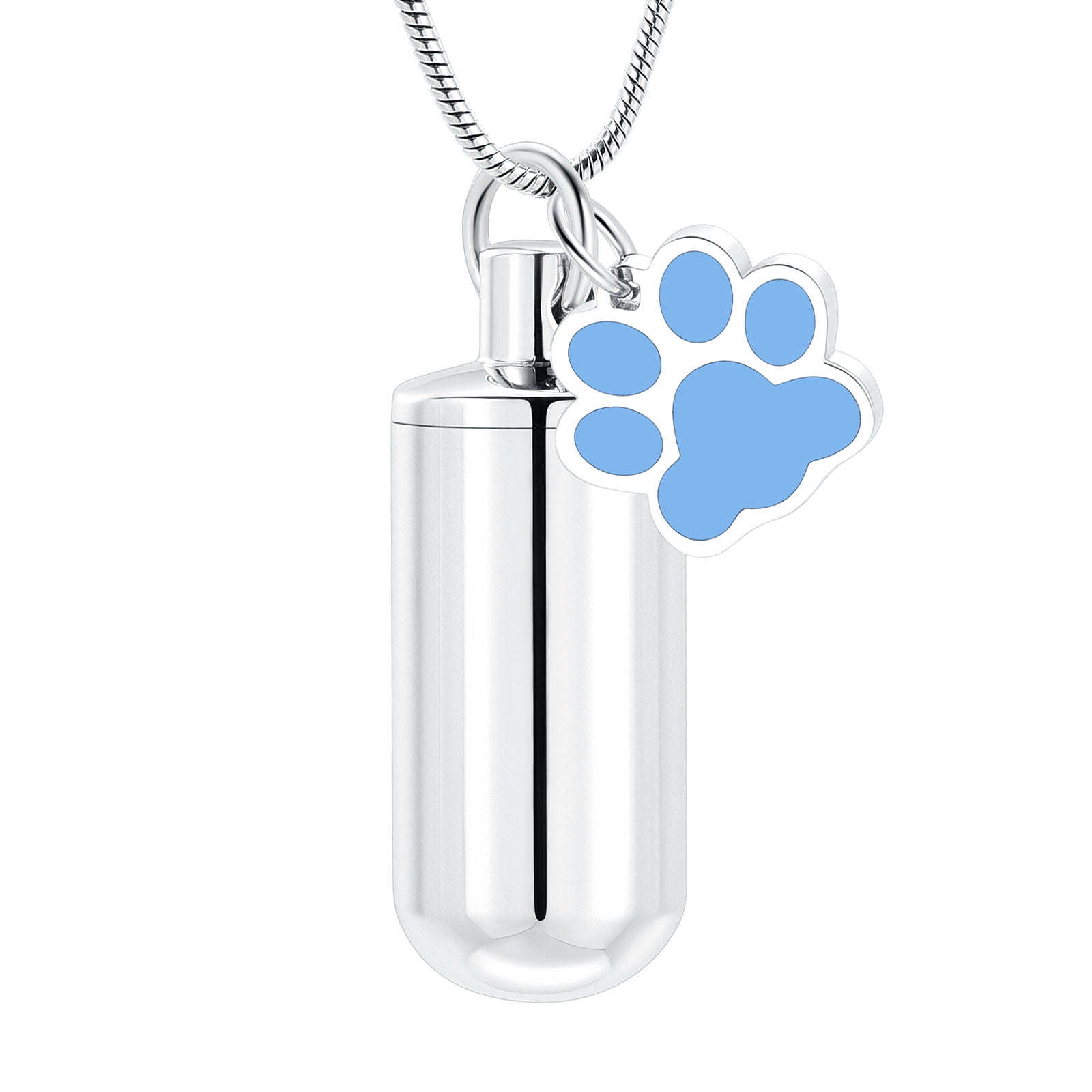 Personlized Cylinder Urn Necklace for Ashes Paw Print Cremation Jewelry ...