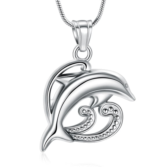 Personlized Dolphin Cremation Jewelry for Ashes Stainless Steel Memorial Urn Necklaces for Human Pet Keepsake