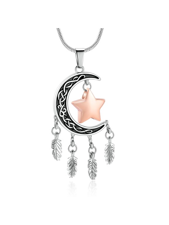 Personlized Moon &Star Cremation Jewellery Urns For Ashes Keepsake Urn Necklace Mini Urns