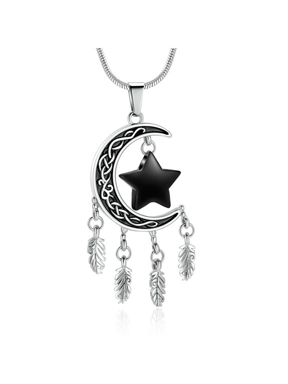 Personlized Moon &Star Cremation Jewellery Urns For Ashes Keepsake Urn Necklace Mini Urns