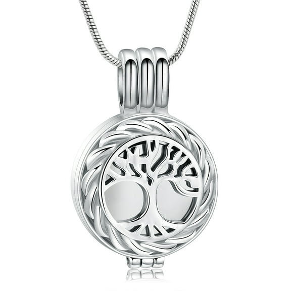 Personlized Round with Tree of Life Cremation Jewelry for Ashes Holder Urn Necklace Lockets for Human Pet Ashes of Loved One