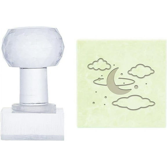 Personlized Soap Stamp Moon Cloud Soap Embossing Stamp with Handle Clear Acrylic Soap Stamps Rectangle Soap Chapter Imprint Stamp