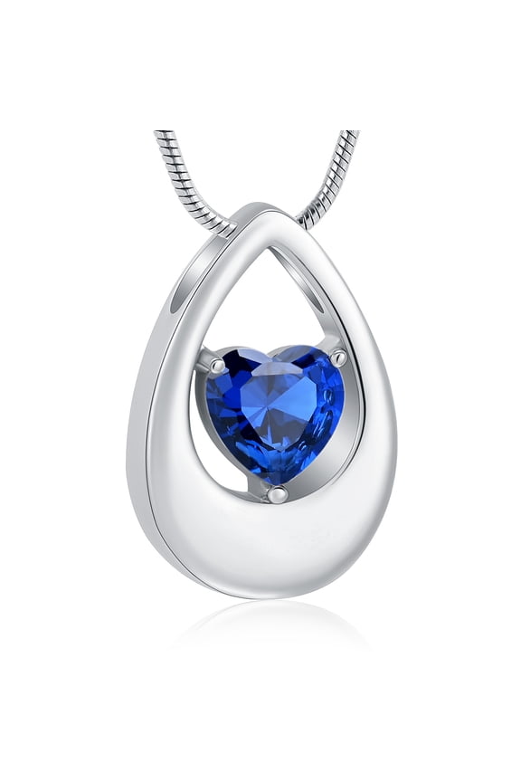 Personlized Teardrop Urn Necklace Crystal Heart Memorial Keepsake Pendant Urn Locket Pendant Keepsake Memorial Cremation Jewelry for Men Women Gifts