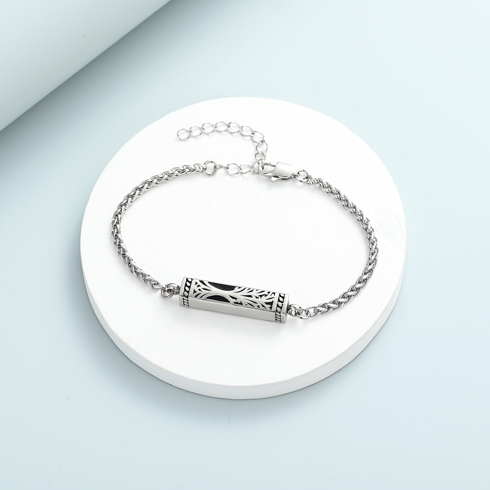 Personlized Urn Bracelet for Ashes Stainless Steel Life Tree Cube ...