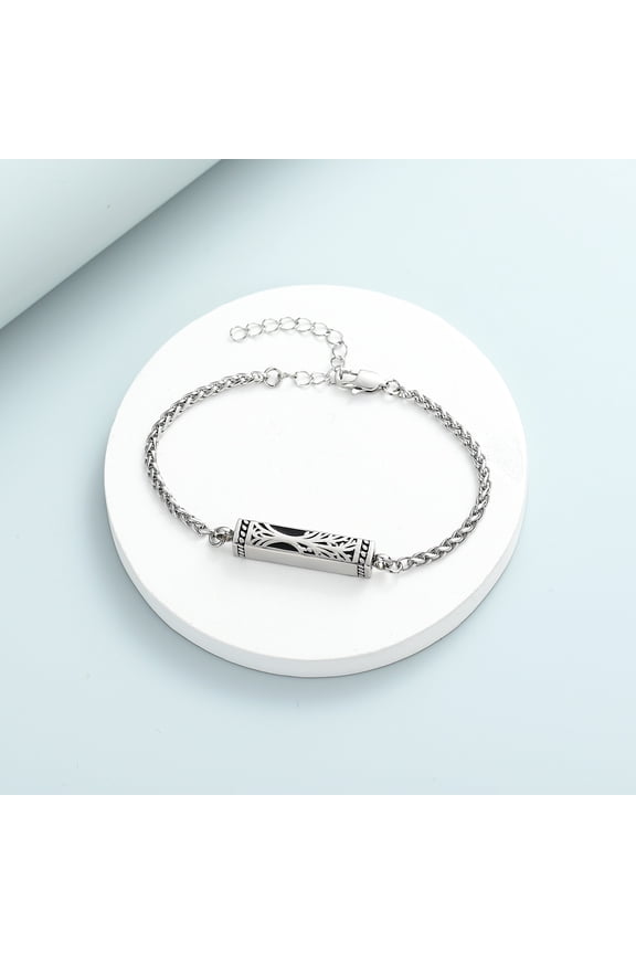 Personlized Urn Bracelet for Ashes Stainless Steel Life Tree Cube Cremation Bangle Locket Memorial Ashes Holder Keepsake for Women Men
