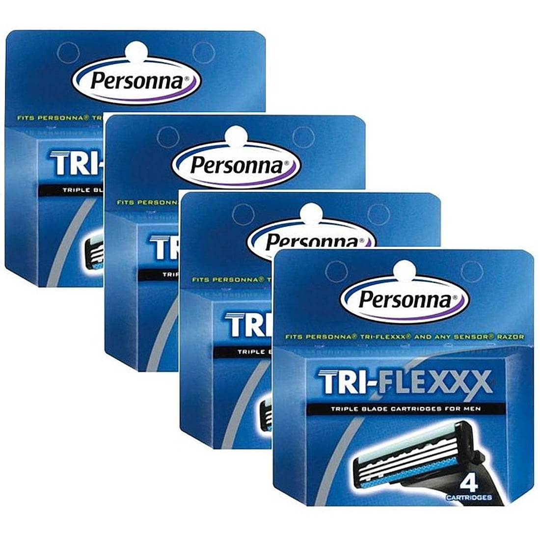Tri Rotor Razor Personna Tri-Flexxx Men's Shaving Razor System with 4 Cartridge Refills ...