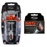 Personna M5 Magnum 5 Razor with Trimmer + M5 Magnum 5 Refill Razor Blade Cartridges, 4 ct. + LA Cross Blemish Remover 74851