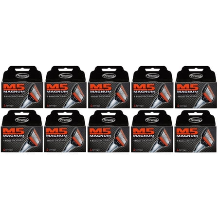 Personna M5 Magnum 5 Refill Razor Blade Cartridges, 4 ct. (Pack of 10) + 3 Count Eyebrow Trimmer