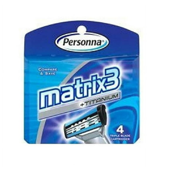 Personna Matrix3 Titanium Triple Blade Refill Cartridge Blades, 4 Ct. + Eyebrow Ruler