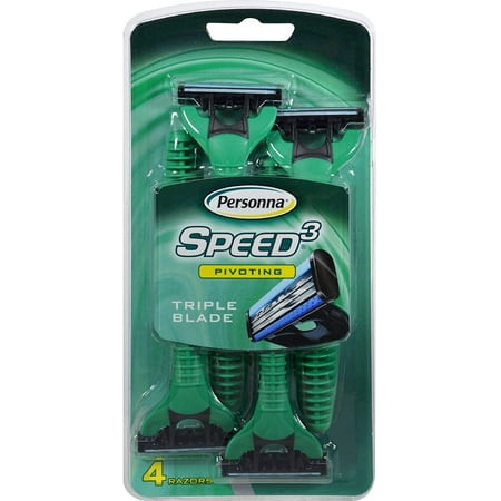 Personna Speed 3 Triple Blade Pivoting Head Disposable Razor For Men - 4 Ea, 6 Pack