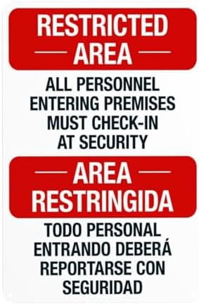 Check In With Security Sign All Personnel Entering Premises Must CheckIn At Security Bilingual ...