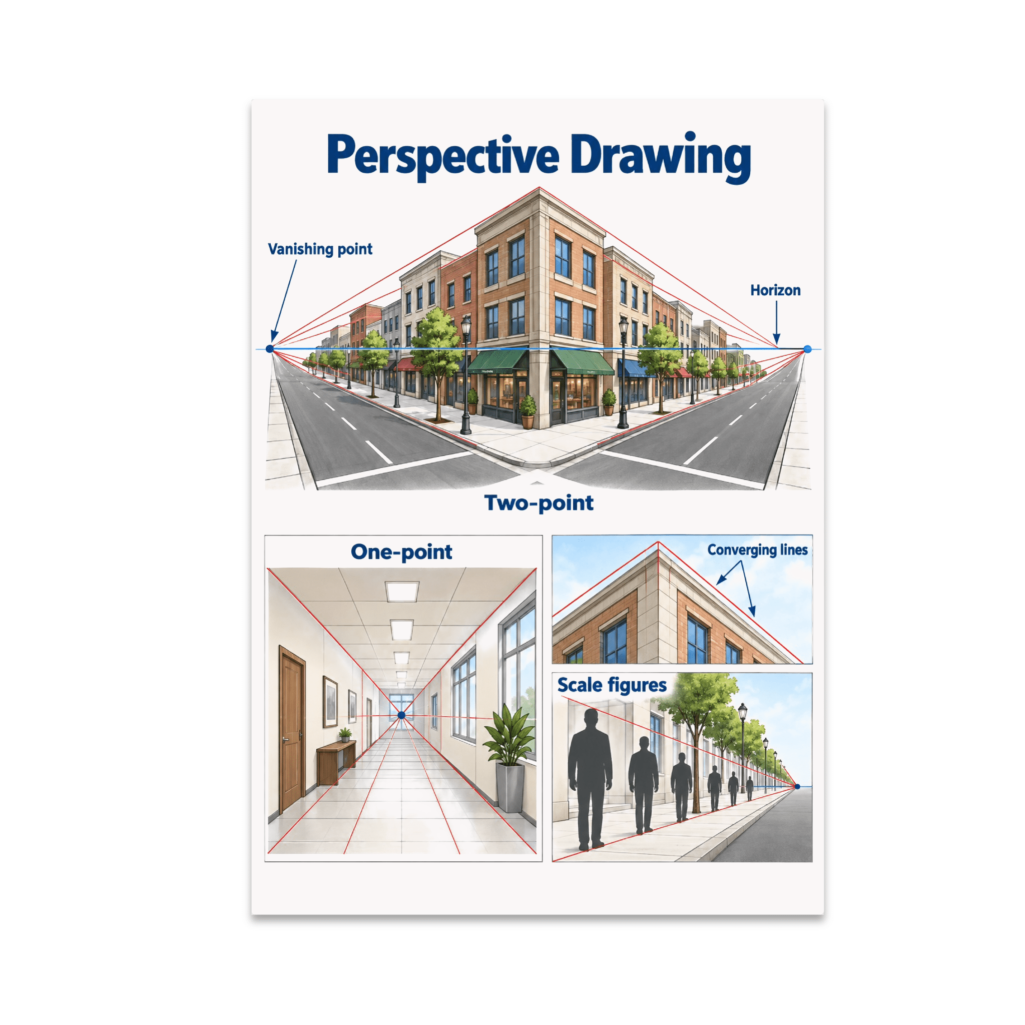 Perspective Drawing Guide - Art Classroom Reference - 13x19 Poster ...