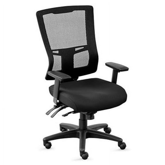 Perspective Ergonomic Mesh High-Back Chair - Black Mesh Back, Black Dove Fabric Seat, Adjustable Executive Office Chair With Black Frame