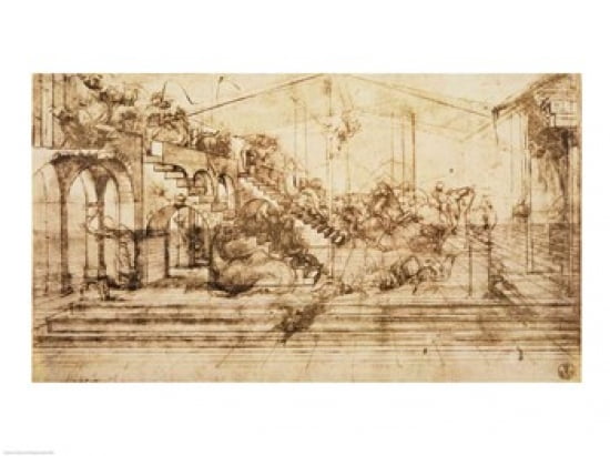 Perspective Study for the Background of The Adoration of the Magi Canvas Art - Leonardo Da Vinci (24 x 18)