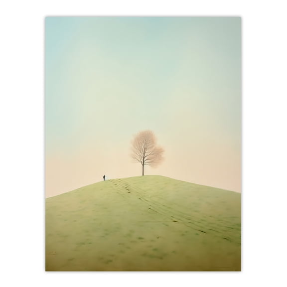 Perspective Tree By Amy Denver Minimalist Soft Pastel Greens Minimalism Simple Modern Artwork Unframed Wall Art Print Poster Home Decor Premium