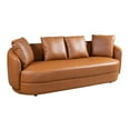 thumbnail image 1 of Perten Japandi Style Mid-Century Modern Living Room Leather Sofa in Cognac Tan, 1 of 6