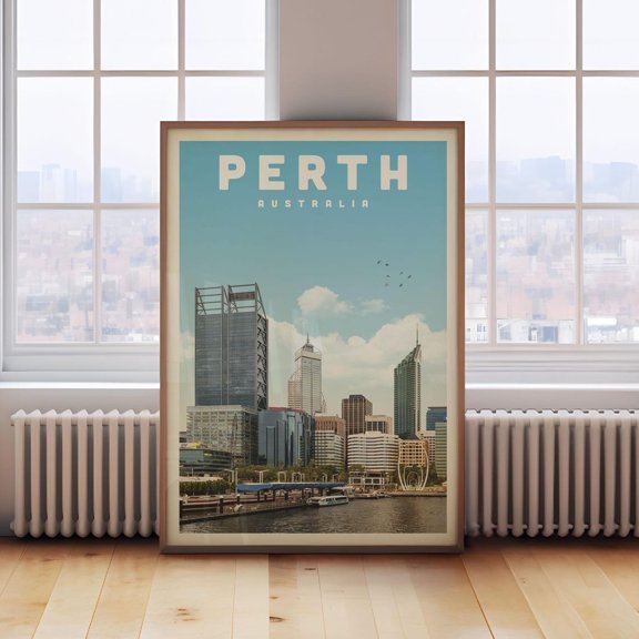 Perth Australia Skyline Travel Wall Art Decor Unframed Paper Print