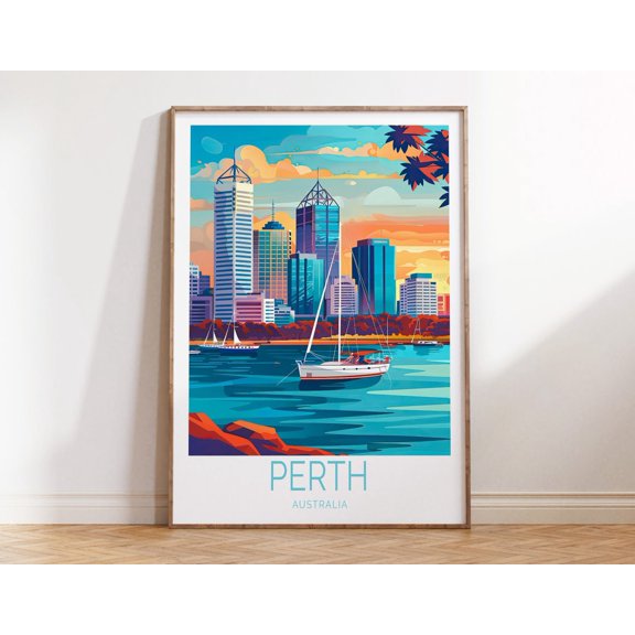 Perth Australia Urban Skyline Print, Unframed Paper Print Size 16x24