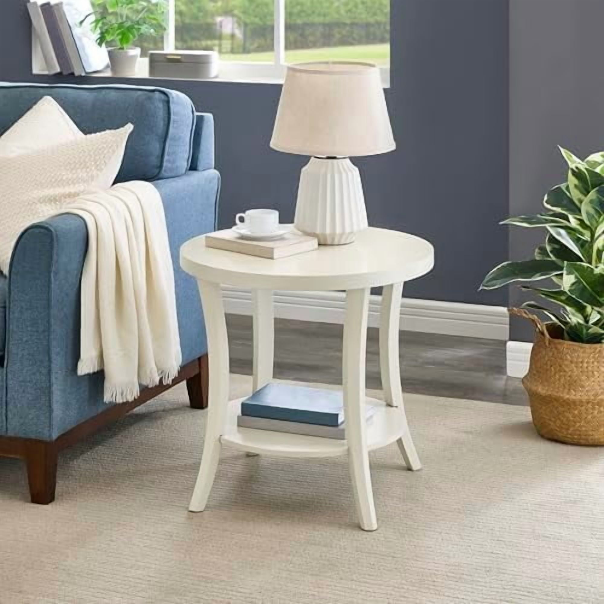 Perth Contemporary Round End Table with Shelf - Walmart.com