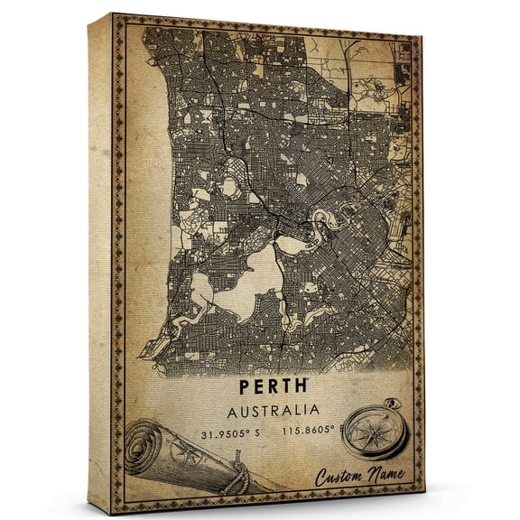 Perth Map Poster, Australia Map Art Poster, Canvas, Perth map vintage Poster, Street Map Artwork Poster, Perth Map Canvas - 89AZ690