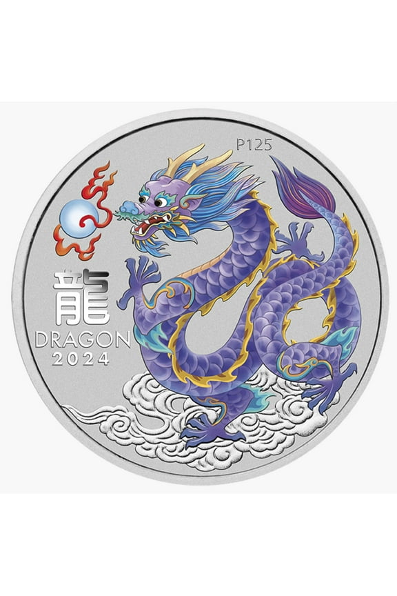 2024 Lunar Series Silver Bullion Lilac Dragon Coin, 1 Piece