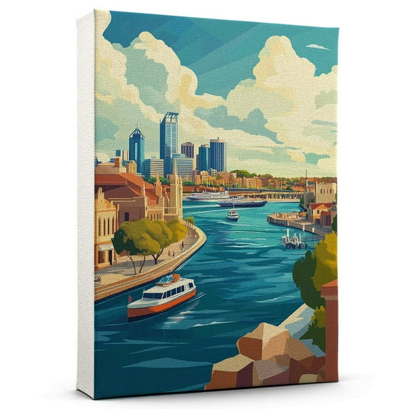 Perth Vintage Travel Canvass, Australia Canvas Wall Art, Perth Canvas Wall Art, Australia Wall Art Picture Print Decor - 105AZ1089