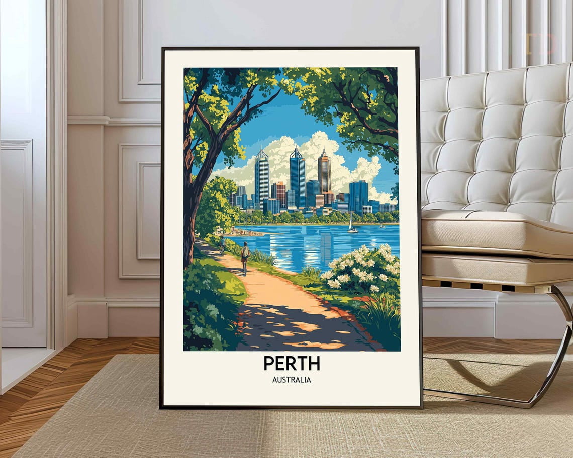 Perth Community Posters Perth Western Australia City Poster, Unframed Canvas 8x10in - Walmart.com