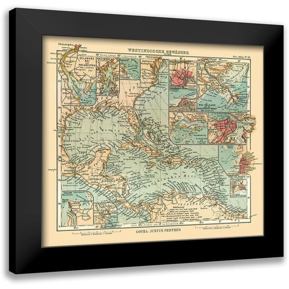 Perthes 13x12 Black Modern Framed Museum Art Print Titled - West Indies - Perthes 1914